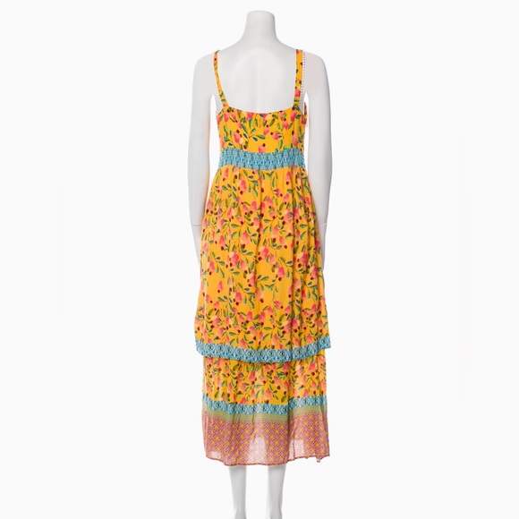 FARM RIO 🍌 Anthropologie Tropical Anjou Cashew Yellow Layered Maxi Dress NWT - Picture 6 of 17